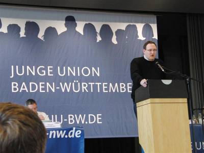 Uwe Wiedmann bei seinem letzten Rechenschaftsbericht als Vorsitzender der JU Nordw�rttemberg